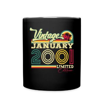 Year 2001 January 22nd birthday Gift man - Full Colour Mug - black - Front