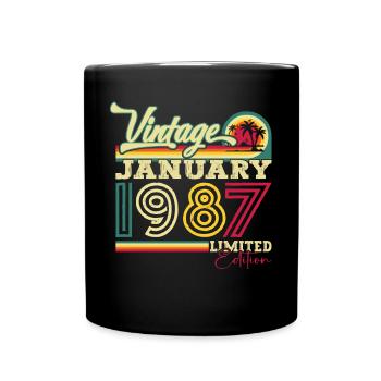 Né 1987 Janvier 36th anniversaire Homme cadeau - Mug uni - noir - Devant