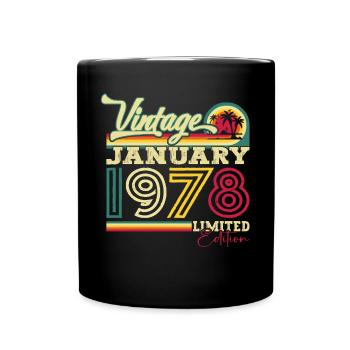 Né en 1978 janvier 45e anniversaire cadeau homme - Mug uni - noir - Devant