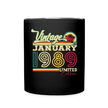 Né 1989 Janvier 34th anniversaire Homme cadeau - Mug uni - noir - Devant
