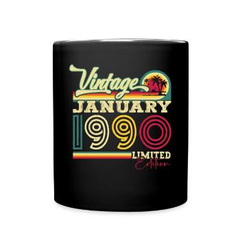 Né le 33 janvier 1990 Homme cadeau - Mug uni - noir - Devant