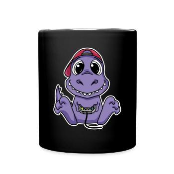 Dinosaurier Gamer Geschenk - Tasse einfarbig - Schwarz - Vorne