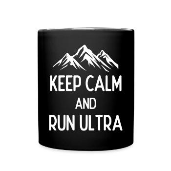 Ruhe bewahren und Ultra laufen - Tasse einfarbig - Schwarz - Vorne