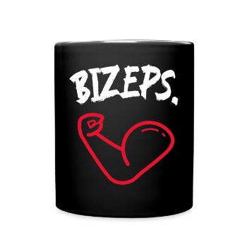 Bizeps. - Witziges Bodybuilder Design - Tasse einfarbig - Schwarz - Vorne