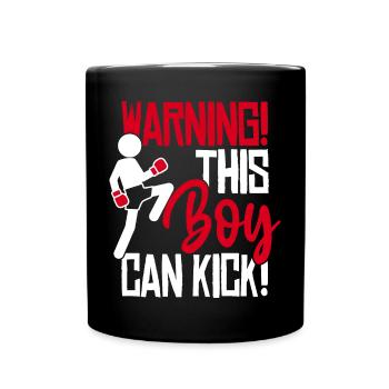 Dieser Junge kann kicken! Kickboxen Spruch Boxen - Tasse einfarbig - Schwarz - Vorne