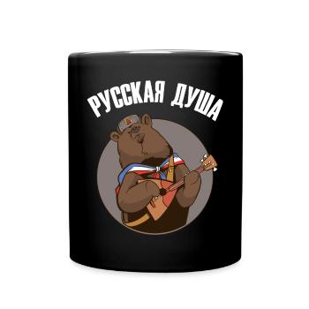 Russian bear with balalaika Russian flag - Full Colour Mug - black - Front