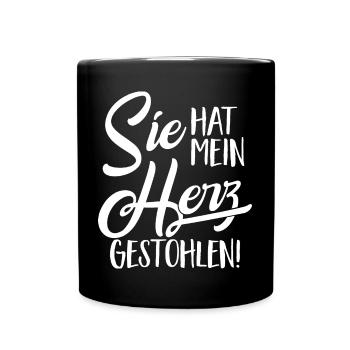 Sie hat mein herz gestohlen - Valentinstag Partner - Tasse einfarbig - Schwarz - Vorne