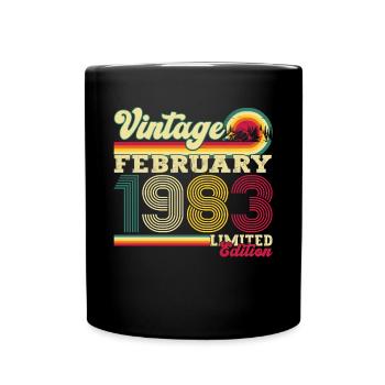 Born 1983 February 40th birthday gift man - Full Colour Mug - black - Front