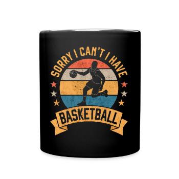 Sorry I Can't I Have Basketball Vintage BBall - Full Colour Mug - black - Front