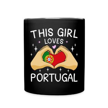 Portugal Flag Heart Portuguese Flag Love - Full Colour Mug - black - Front