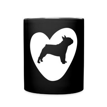 Herz Mops Vektor Valentinstag Hund Liebe Love Fan - Tasse einfarbig - Schwarz - Vorne