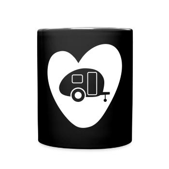 Camping Herz Caravan Vektor Camper Van Life Love - Tasse einfarbig - Schwarz - Vorne