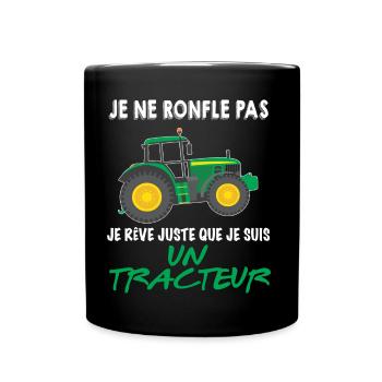Tracteur Ronfleur Cauchemar Des Femmes - Mug uni - noir - Devant