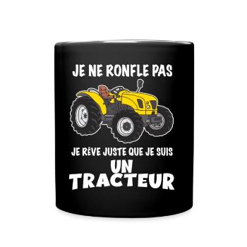 Le tracteur qui ronfle Humour pour papa - Mug uni - noir - Devant