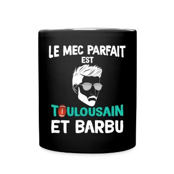 Toulousain et Barbu et Fan de Rugby - Mug uni - noir - Devant