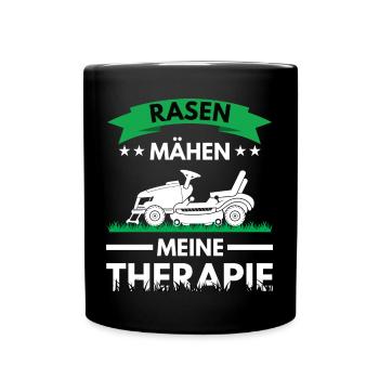 Rasentraktor & Aufsitzmäher Spruch für Gärtner - Tasse einfarbig - Schwarz - Vorne