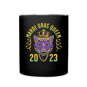 Mardi Gras Queen 2023 Cat Kitten - Full Colour Mug - black - Front