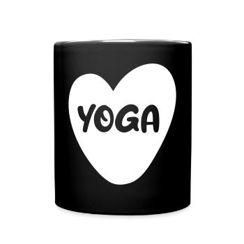 I love Yoga Heart Love Meditation Hobby Fan Om - Full Colour Mug - black - Front