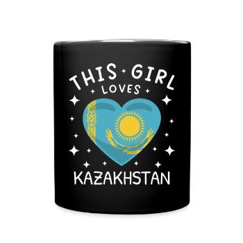Kasachstan Flagge Kasachstan Fahne Kazakhstan - Tasse einfarbig - Schwarz - Vorne