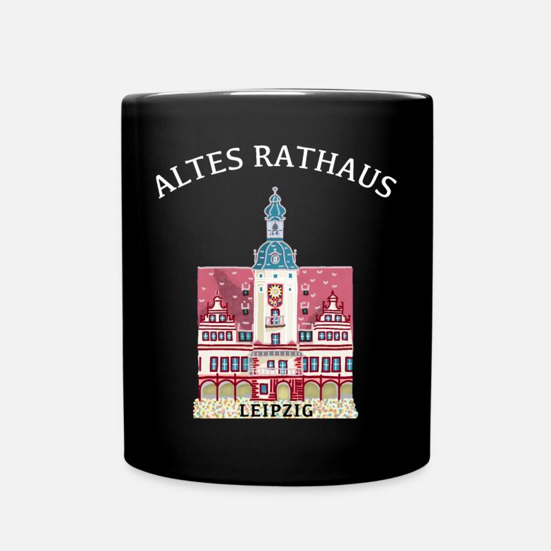 Leipzig, kultiges Historisches Rathaus, Sachsen - Tasse einfarbig - Schwarz