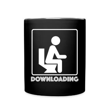 Downloading | Streaming, Informatik, Gamer - Tasse einfarbig - Schwarz - Vorne
