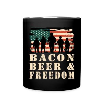 Bacon, Beer and Freedom - Full Colour Mug - black - Front