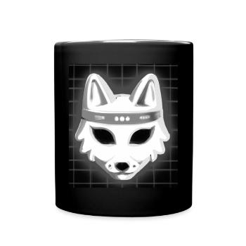 Kitsun Vaporwave Japanese Kami Vaporwave Kitsune - Full Colour Mug - black - Front