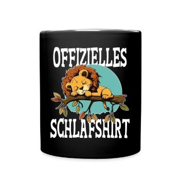 Offizielles Schlafshirt Pyjama Nachthemd Löwe - Tasse einfarbig - Schwarz - Vorne