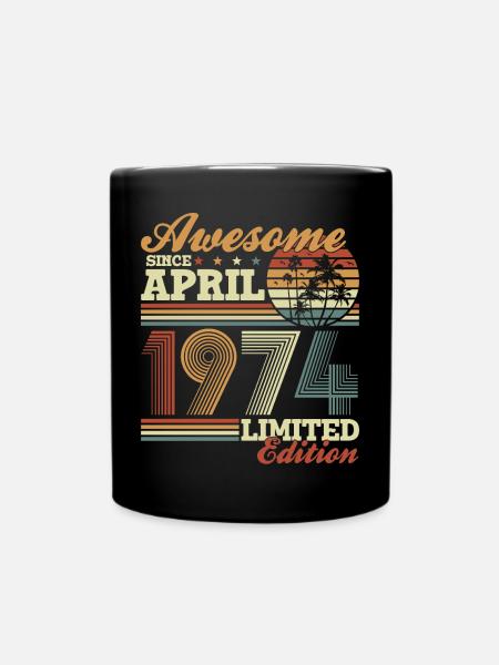 Avril 1974 Vintage Anniversaire Vintage Rétro - Mug uni - noir