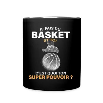 Basket et Super pouvoirs humour basketball homme - Mug uni - noir - Devant