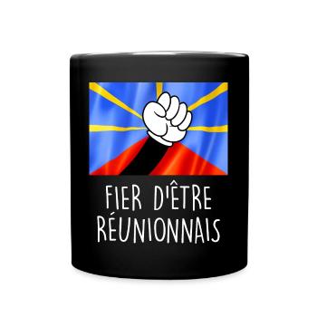 Fier d'être réunionnais Cadeau Drapeau Réunion - Mug uni - noir - Devant