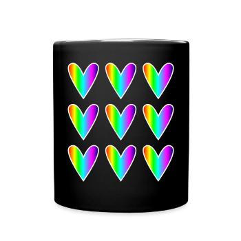 HERZ. HERZ. HEILIGER VALENTINSTAG. LIEBE. LIEBE. WEIHNACHTEN - Tasse einfarbig - Schwarz - Vorne