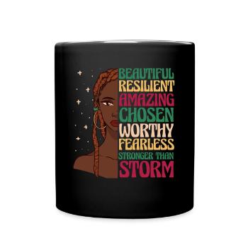 African American Afro Heritage Girl Quote - Full Colour Mug - black - Front