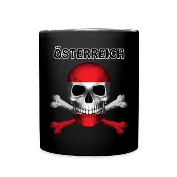 Skull Jolly Roger Pirate Flag Oesterreich R6Z - Full Colour Mug - black - Front