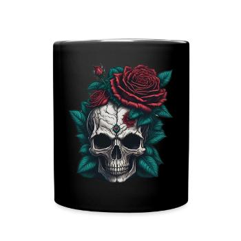 Crâne avec des roses - Mug uni - noir - Devant