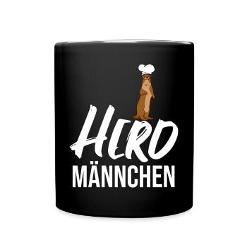 Herdmännchen Koch Kochschürze Hobbykoch Küche - Tasse einfarbig - Schwarz - Vorne