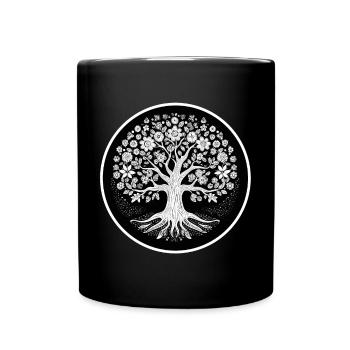 Root Tree of Blossoms - Full Colour Mug - black - Front