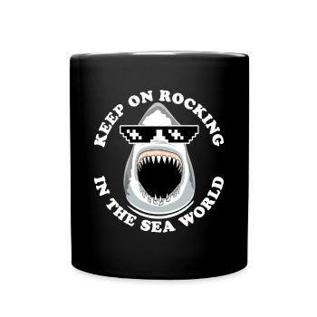 Shark with sunglasses - Full Colour Mug - black - Front