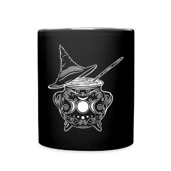 Hexenkessel Hexenhut Hexen Walpurgisnacht - Tasse einfarbig - Schwarz - Vorne