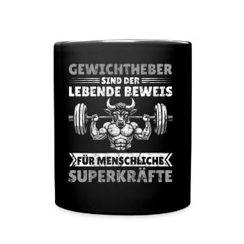 Gym Powerlifting Gewichtheber Superkräfte Spruch - Tasse einfarbig - Schwarz - Vorne