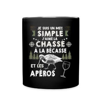 Bécasse Apéro Humour chasseur de Petits Gibiers - Mug uni - noir - Devant