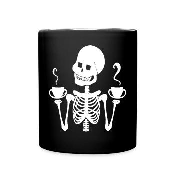 Sarcastique Drôle Squelette Buvant du café expresso - Mug uni - noir - Devant