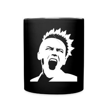 Schreiender Punkrocker mit Mohican Anarchy Punk - Tasse einfarbig - Schwarz - Vorne