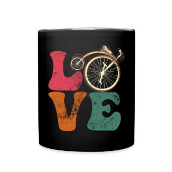 Liebe auf Rädern - Tasse einfarbig - Schwarz - Vorne