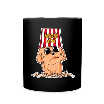 Popcorn Kino Hund Filme Film Filmabend - Tasse einfarbig - Schwarz - Vorne