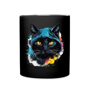 Tête de chat Noir Chat Bombay Chat heureux Chats - Mug uni - noir - Devant