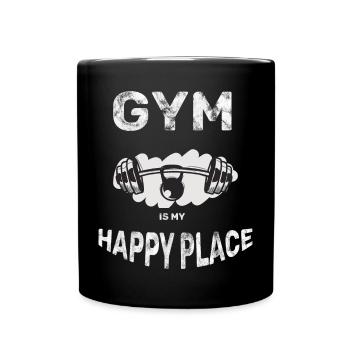 Gym is my happy placeSport Therapy Fitness - Full Colour Mug - black - Front
