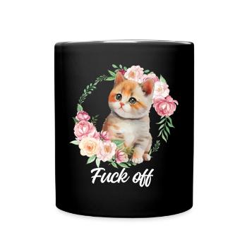 Süßes genervtes Kätzchen - Tasse einfarbig - Schwarz - Vorne
