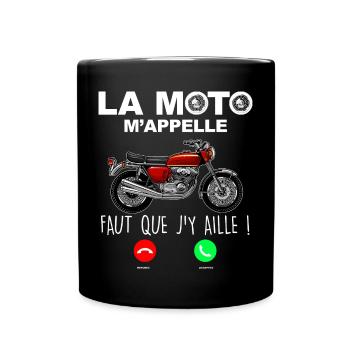 Passion moto cadeau drôle pour motard - Mug uni - noir - Devant