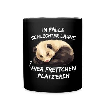 Süßes Frettchen Spruch Im Falle Schlechter Laune - Tasse einfarbig - Schwarz - Vorne